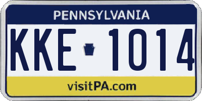 PA license plate KKE1014