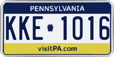 PA license plate KKE1016