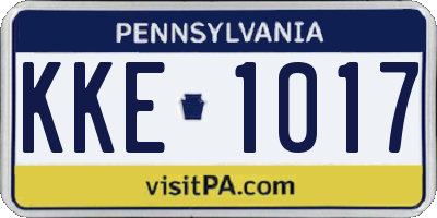 PA license plate KKE1017