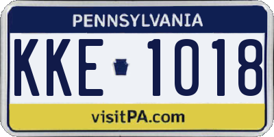 PA license plate KKE1018