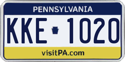 PA license plate KKE1020