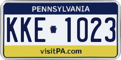 PA license plate KKE1023