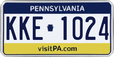 PA license plate KKE1024