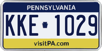 PA license plate KKE1029