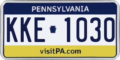 PA license plate KKE1030
