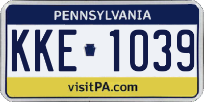PA license plate KKE1039