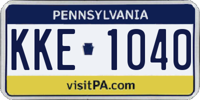 PA license plate KKE1040