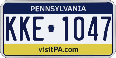 PA license plate KKE1047