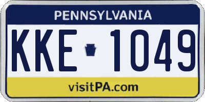 PA license plate KKE1049