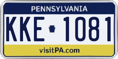 PA license plate KKE1081