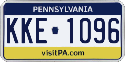 PA license plate KKE1096