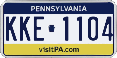 PA license plate KKE1104