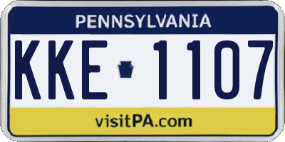 PA license plate KKE1107