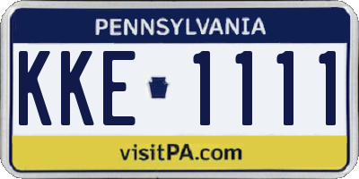 PA license plate KKE1111