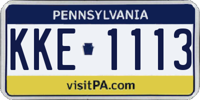 PA license plate KKE1113