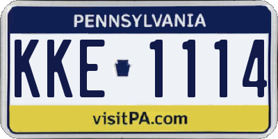 PA license plate KKE1114