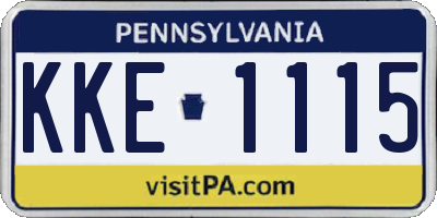 PA license plate KKE1115