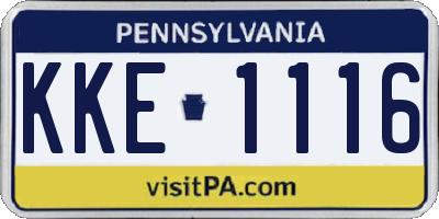 PA license plate KKE1116