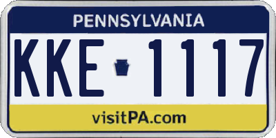 PA license plate KKE1117