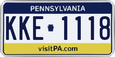 PA license plate KKE1118