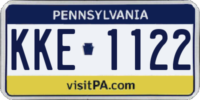 PA license plate KKE1122