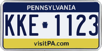 PA license plate KKE1123