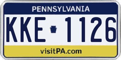 PA license plate KKE1126