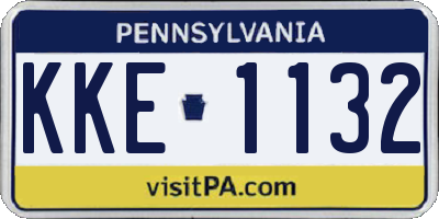 PA license plate KKE1132