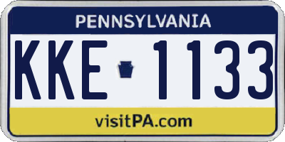 PA license plate KKE1133
