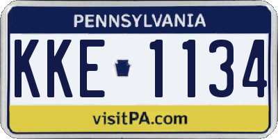 PA license plate KKE1134