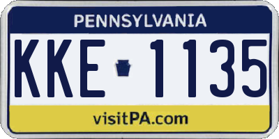 PA license plate KKE1135