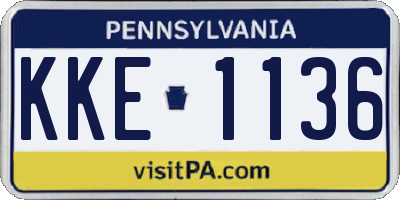 PA license plate KKE1136