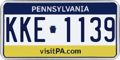 PA license plate KKE1139