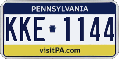 PA license plate KKE1144