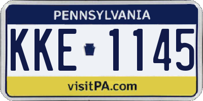 PA license plate KKE1145