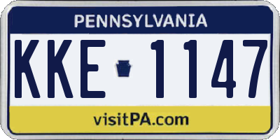PA license plate KKE1147