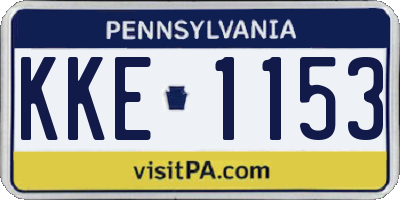 PA license plate KKE1153