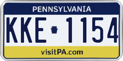 PA license plate KKE1154