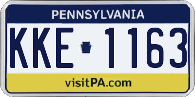 PA license plate KKE1163