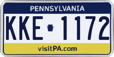 PA license plate KKE1172