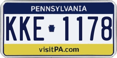 PA license plate KKE1178