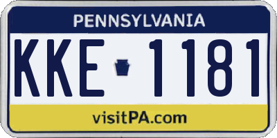PA license plate KKE1181