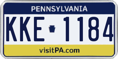 PA license plate KKE1184