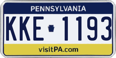 PA license plate KKE1193
