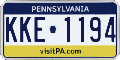 PA license plate KKE1194