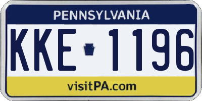 PA license plate KKE1196