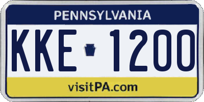 PA license plate KKE1200