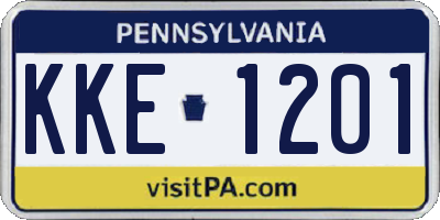 PA license plate KKE1201