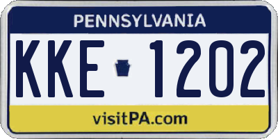 PA license plate KKE1202