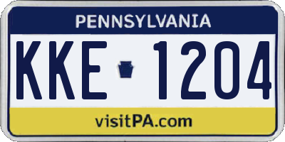 PA license plate KKE1204